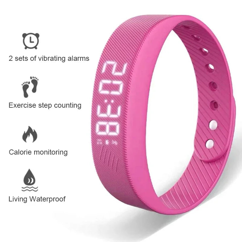 SmartPursue™ LED Digital Smart Bracelet Vibrating Alarm Clock Waterproof Clock Smart bracelet White Smoke LST5C-P
