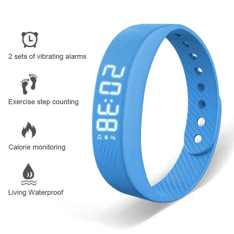 SmartPursue™ LED Digital Smart Bracelet Vibrating Alarm Clock Waterproof Clock Smart bracelet White Smoke LST5C-B