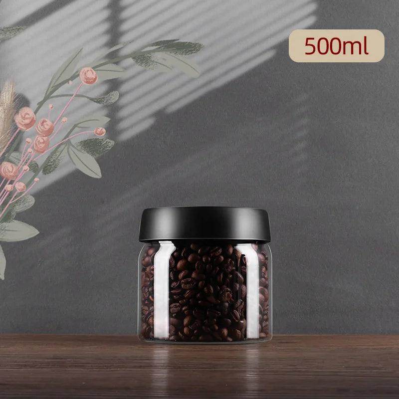 SmartPursue™ Vacuum Sealed Jug Coffee Beans Airtight Canister Kitchen Utensils Dim Gray 500ml / Black