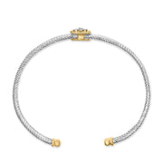 Bids.com 18K Yellow Gold Plated .925 Sterling Silver Diamond Accent  and Fleur Di Lis Medallion Bangle Bracelet (I-J Color, SI1-SI2 Clarity) - 7.25 Inches Bracelets White Smoke YellowWhite.Sterling Silver / 0.1