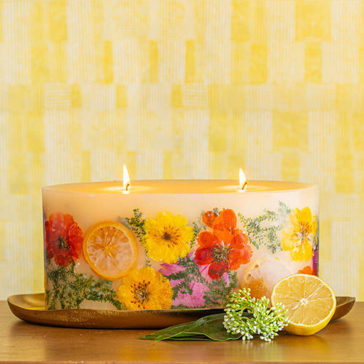 Rosy Rings Gold Statement Botanical Candle Plate Candle Plate Khaki