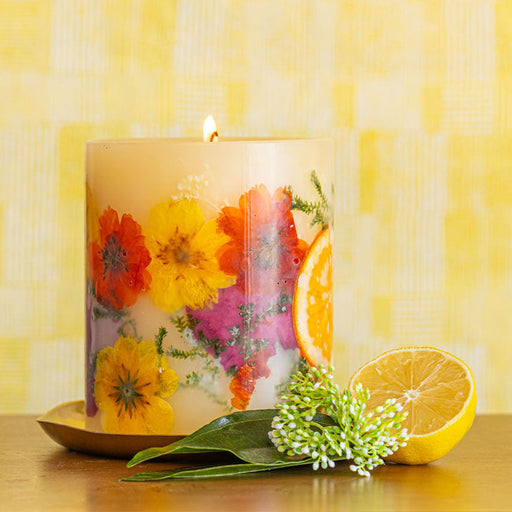 Rosy Rings Gold Accent & Signature Botanical Candle Plate Candle Plate Pale Goldenrod