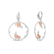Bids.com Rose Gold Plated .925 Sterling Silver 1/10 Cttw Diamond Floral Hoop Earrings (I-J Color, SI1-SI2 Clarity) Earrings White Smoke WhiteRose.Sterling Silver / 0.1