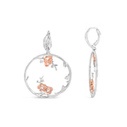 Bids.com Rose Gold Plated .925 Sterling Silver 1/10 Cttw Diamond Floral Hoop Earrings (I-J Color, SI1-SI2 Clarity) Earrings White Smoke WhiteRose.Sterling Silver / 0.1