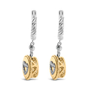 Bids.com 18K Yellow Gold Plated .925 Sterling Silver 1/8 Cttw Diamond Heart Medallion Drop and Dangle Earring (I-J Color, SI1-SI2 Clarity) Earrings White Smoke YellowWhite.Sterling Silver / 0.13
