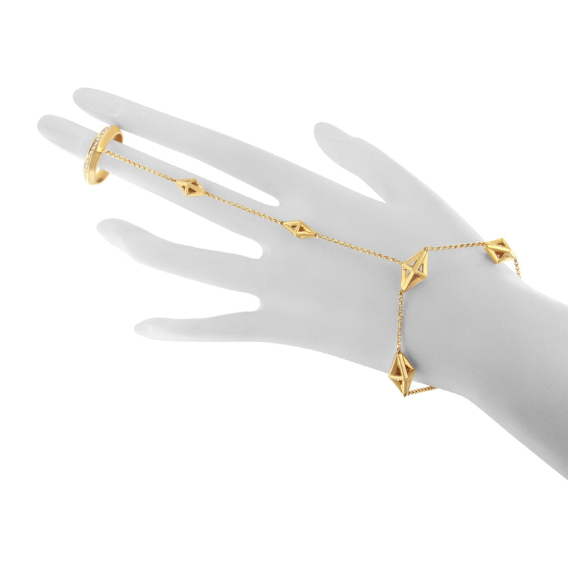 Bids.com 14K Yellow Gold 1/4 Cttw Diamond Ring and Bracelet Hand Chain (G-H Color, SI1-SI2 Clarity) - 7" Bracelets White Smoke 7 / Yellow.Gold