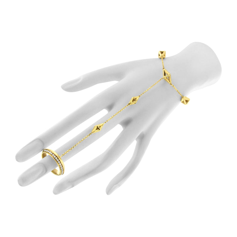 Bids.com 14K Yellow Gold 1/4 Cttw Diamond Ring and Bracelet Hand Chain (G-H Color, SI1-SI2 Clarity) - 7" Bracelets White Smoke 7 / Yellow.Gold