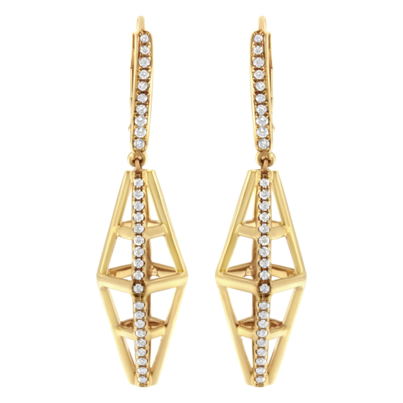 Bids.com 14K Yellow Gold 5/8 Cttw Diamond Geometrical Pillar Drop and Dangle Earrings (G-H Color, SI1-SI2 Clarity) Earrings White Smoke Yellow.Gold / 0.618