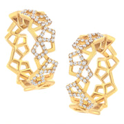 Bids.com 14K Yellow Gold 3/4 Cttw Diamond Honeycomb Hoop Earrings (G-H Color, SI1-SI2 Clarity) - 24MM Earrings White Smoke Yellow.Gold / 0.708