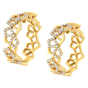 Bids.com 14K Yellow Gold 3/4 Cttw Diamond Honeycomb Hoop Earrings (G-H Color, SI1-SI2 Clarity) - 24MM Earrings White Smoke Yellow.Gold / 0.708