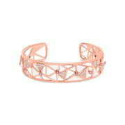 Bids.com 14K Rose Gold 5/8 Cttw Diamond with Pink Tourmaline Open Cuff Bangle with White Enamel (G-H Color, SI1-SI2 Clarity) - 7" Bracelets White Smoke Rose.Gold / 0.568