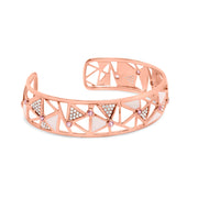Bids.com 14K Rose Gold 5/8 Cttw Diamond with Pink Tourmaline Open Cuff Bangle with White Enamel (G-H Color, SI1-SI2 Clarity) - 7" Bracelets White Smoke Rose.Gold / 0.568