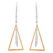 Bids.com 14K Rose and White Gold 3/8 Cttw Diamond Windchime Drop and Dangle Earring (G-H Color, SI1-SI2 Clarity) Earrings White Smoke WhiteRose.Gold / 0.413