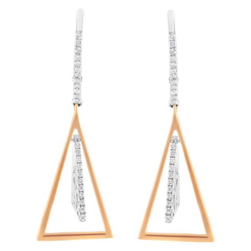 Bids.com 14K Rose and White Gold 3/8 Cttw Diamond Windchime Drop and Dangle Earring (G-H Color, SI1-SI2 Clarity) Earrings White Smoke WhiteRose.Gold / 0.413