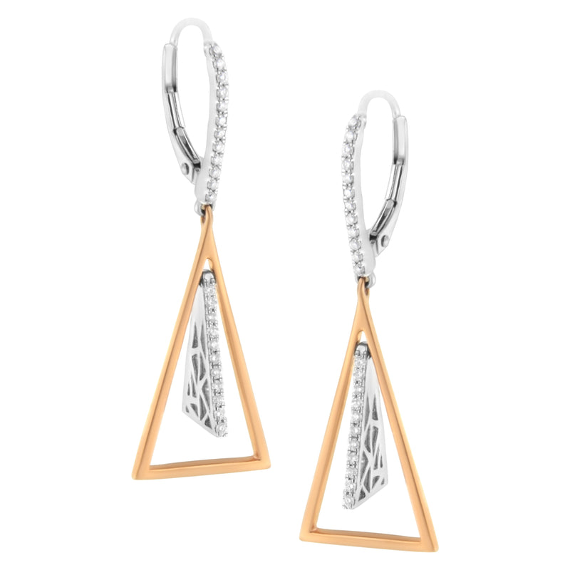 Bids.com 14K Rose and White Gold 3/8 Cttw Diamond Windchime Drop and Dangle Earring (G-H Color, SI1-SI2 Clarity) Earrings White Smoke WhiteRose.Gold / 0.413