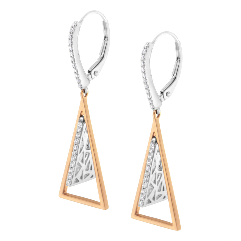 Bids.com 14K Rose and White Gold 3/8 Cttw Diamond Windchime Drop and Dangle Earring (G-H Color, SI1-SI2 Clarity) Earrings White Smoke WhiteRose.Gold / 0.413