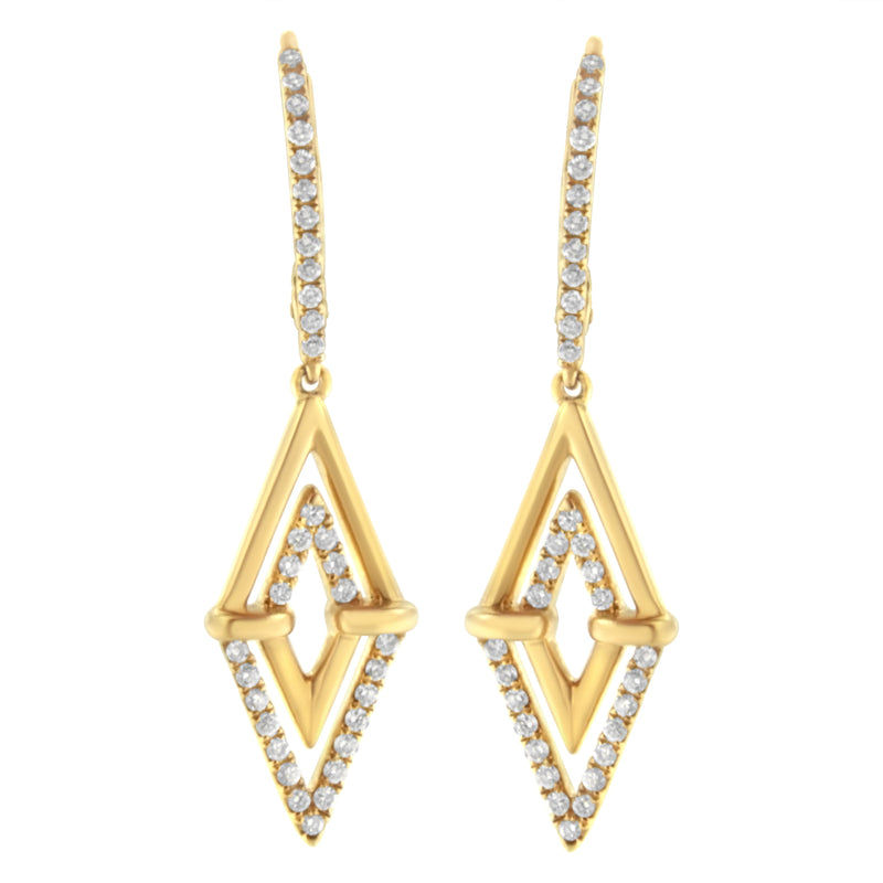 Bids.com 14K Yellow Gold 3/8 Cttw Double Triangle Drop and Dangle Diamond Earrings (G-H Color, SI1-SI2 Clarity) Earrings White Smoke Yellow.Gold / 0.406