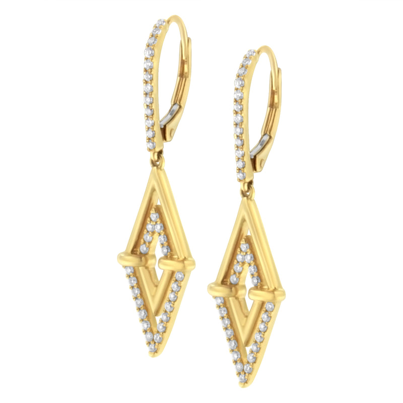 Bids.com 14K Yellow Gold 3/8 Cttw Double Triangle Drop and Dangle Diamond Earrings (G-H Color, SI1-SI2 Clarity) Earrings White Smoke Yellow.Gold / 0.406