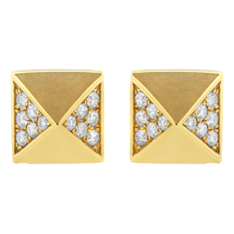 Bids.com 14K Yellow Gold 1/4 Cttw Diamond Pyramid Stud Earring (G-H Color, SI1-SI2 Clarity) Earrings White Smoke Yellow.Gold / 0.279