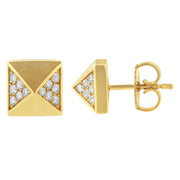 Bids.com 14K Yellow Gold 1/4 Cttw Diamond Pyramid Stud Earring (G-H Color, SI1-SI2 Clarity) Earrings White Smoke Yellow.Gold / 0.279
