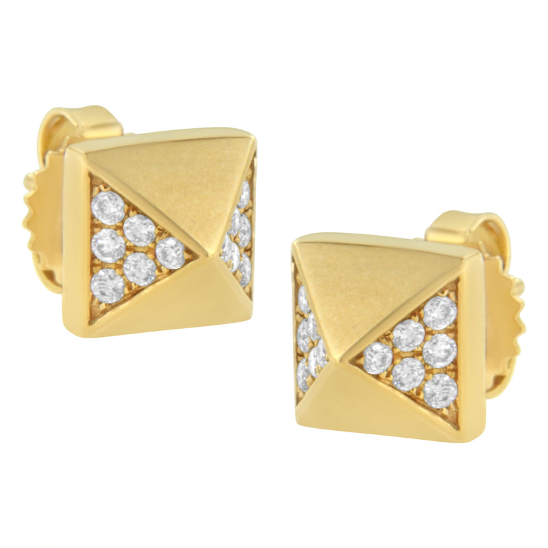Bids.com 14K Yellow Gold 1/4 Cttw Diamond Pyramid Stud Earring (G-H Color, SI1-SI2 Clarity) Earrings White Smoke Yellow.Gold / 0.279