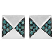 Bids.com 14K White Gold 1/4 Cttw Treated Blue Diamond Pyramid Stud Earring (Blue Color, SI1-SI2 Clarity) Earrings Gray White.Gold / 0.269