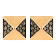Bids.com 14K Rose Gold 1/4 Cttw Brown Diamond Pyramid Stud Earring (Brown Color, SI1-SI2 Clarity) Earrings Light Goldenrod Rose.Gold / 0.28