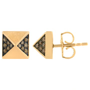 Bids.com 14K Rose Gold 1/4 Cttw Brown Diamond Pyramid Stud Earring (Brown Color, SI1-SI2 Clarity) Earrings White Smoke Rose.Gold / 0.28