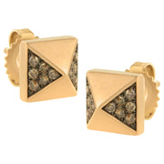 Bids.com 14K Rose Gold 1/4 Cttw Brown Diamond Pyramid Stud Earring (Brown Color, SI1-SI2 Clarity) Earrings White Smoke Rose.Gold / 0.28