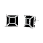 Bids.com 14K White Gold 3/8ct Diamond with 11x11MM Black Onyx Stud Earrings (G-H Color, SI1-SI2 Clarity) Earrings White Smoke White.Gold / 0.387