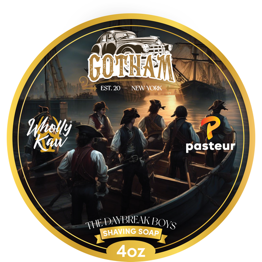 WhollyKaw Gotham x Wholly Kaw x Pasteur -  The Daybreak Boys Collection Shaving Set White Smoke Sample Shaving Soap 1g,Tallow Siero Shaving Soap 4 oz,Tallow Crème Fraîche Shave Soap 4 Oz,Aftershave Splash 118 ml