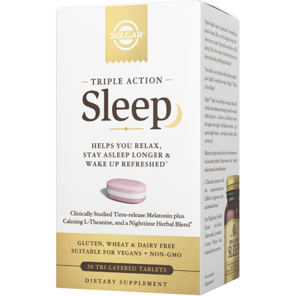 SOLGAR Solgar Triple Action Sleep 60 Tri-layered Tablets / 5 Oz Sleeping Aids Dark Khaki