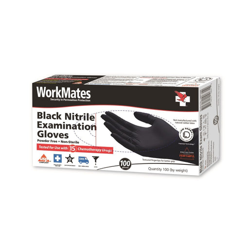 workmate Workmates Nitrile Exam Gloves, Black - Large - Case of 10 - 100 Cou Health Care White Smoke