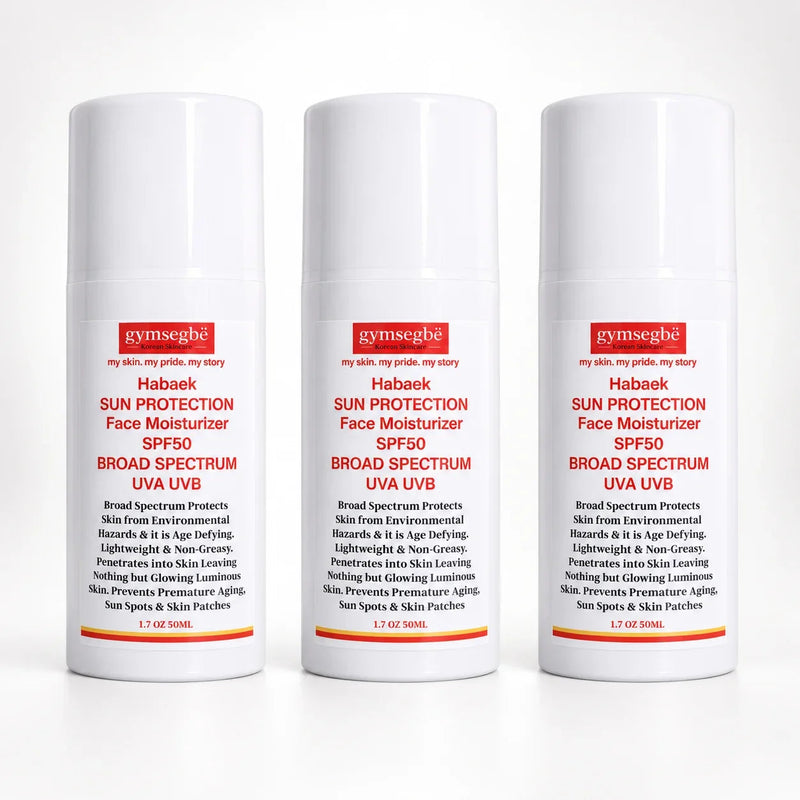 gymsegbë Habaek Sun Protection Face Moisturizer SPF50 | Peptides | Niacinamide SPF50 Anti-Aging Facial White Smoke 3 Bottles Save $5.98