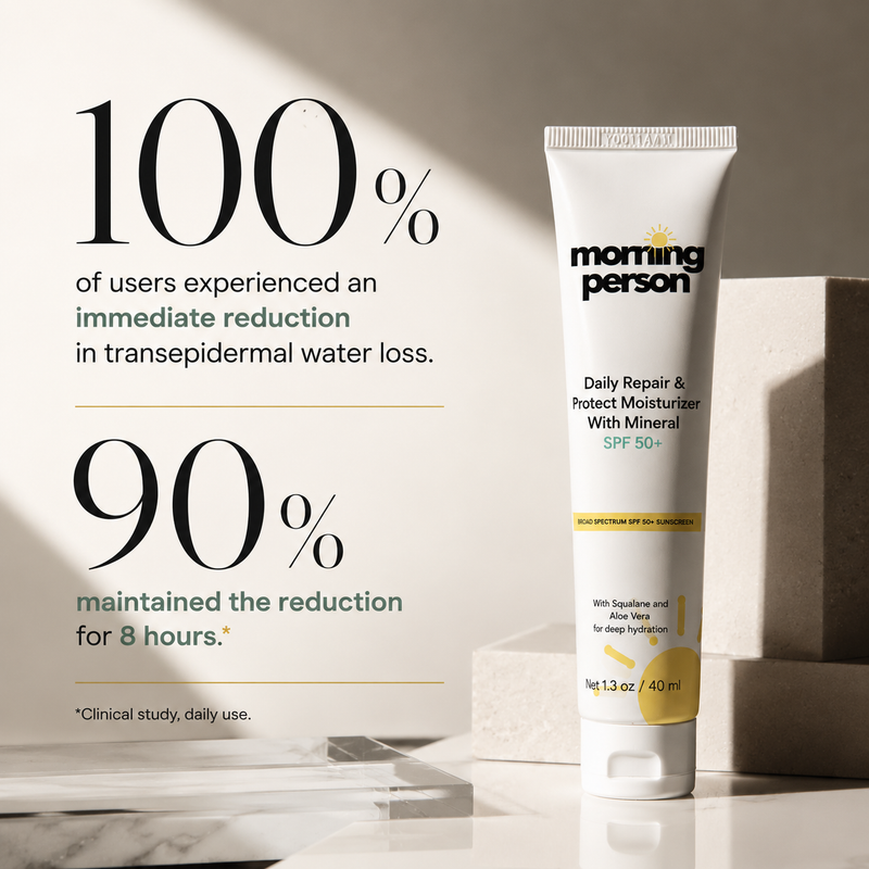 Morning Person Beauty Daily Repair Moisturizer with Mineral SPF 50+ Sunscreen Moisturizer Antique White