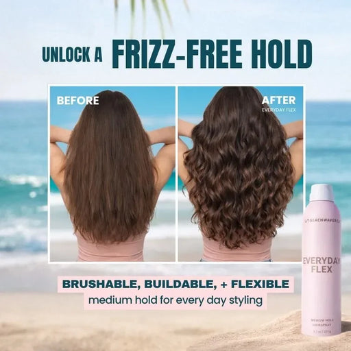 The Beachwaver Co. Everyday Flex Medium Hold Hairspray Styler Alice Blue Full Size (8.4oz),Travel Size (1.4oz)