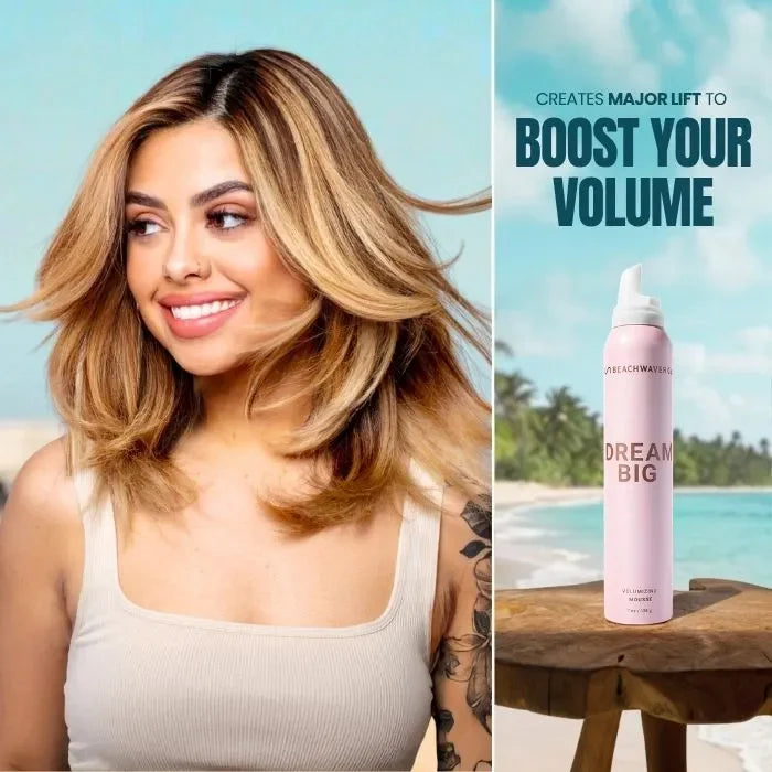 The Beachwaver Co. Dream Big Volumizing Mousse Styler Light Blue Full Size (7oz),Travel Size (1.3oz)