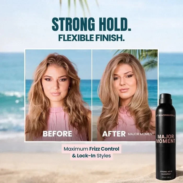 The Beachwaver Co. Major Moment Strong Hold Hairspray Hair Care Alice Blue Full SIze (8.3oz),Travel Size (1.4oz)