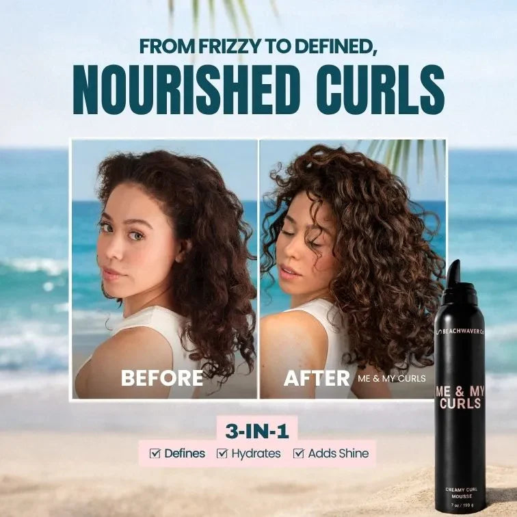 The Beachwaver Co. Me & My Curls Creamy Curl Mousse Hair Care Alice Blue Full Size (7oz),Travel Size (1.3oz)