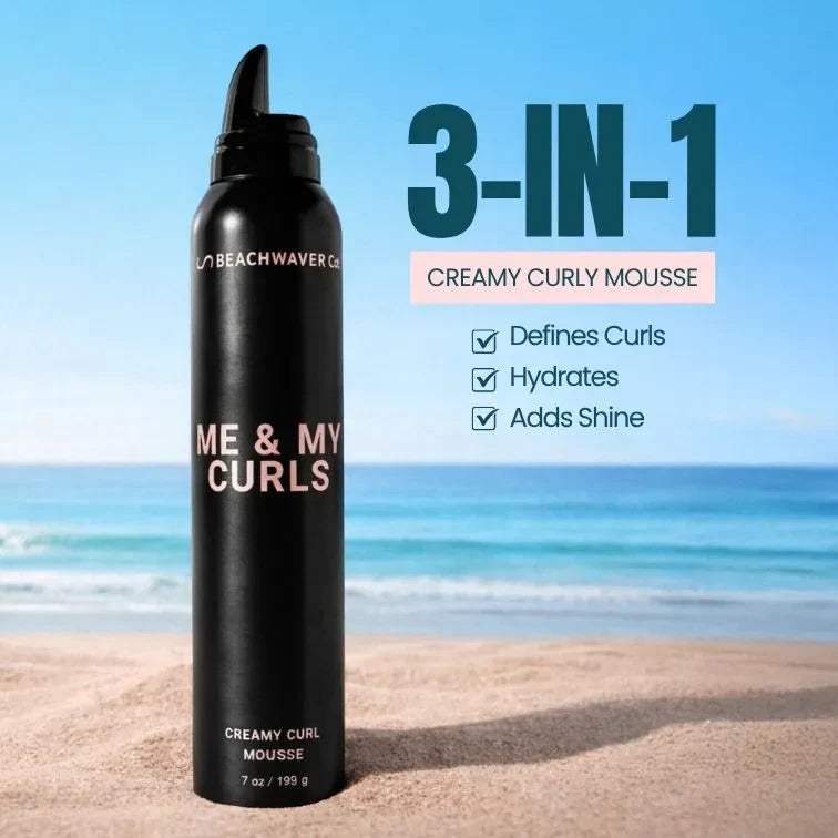 The Beachwaver Co. Me & My Curls Creamy Curl Mousse Hair Care Light Sky Blue Full Size (7oz),Travel Size (1.3oz)