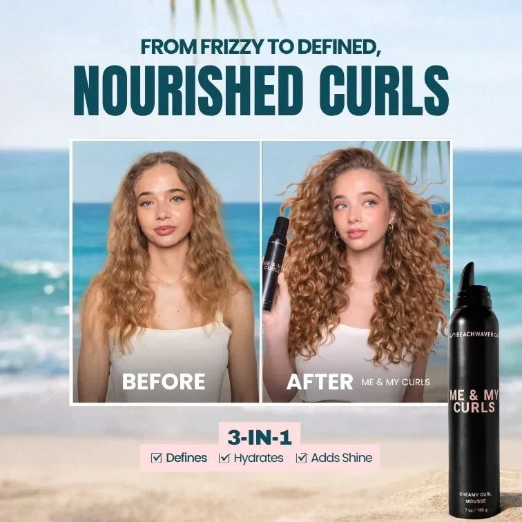 The Beachwaver Co. Me & My Curls Creamy Curl Mousse Hair Care Alice Blue Full Size (7oz),Travel Size (1.3oz)