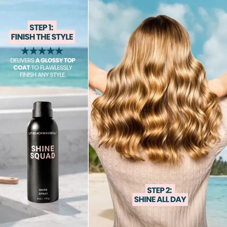 The Beachwaver Co. Shine Squad Shine Spray Hair Care Gray Full Size (6oz),Travel Size (1.7oz)