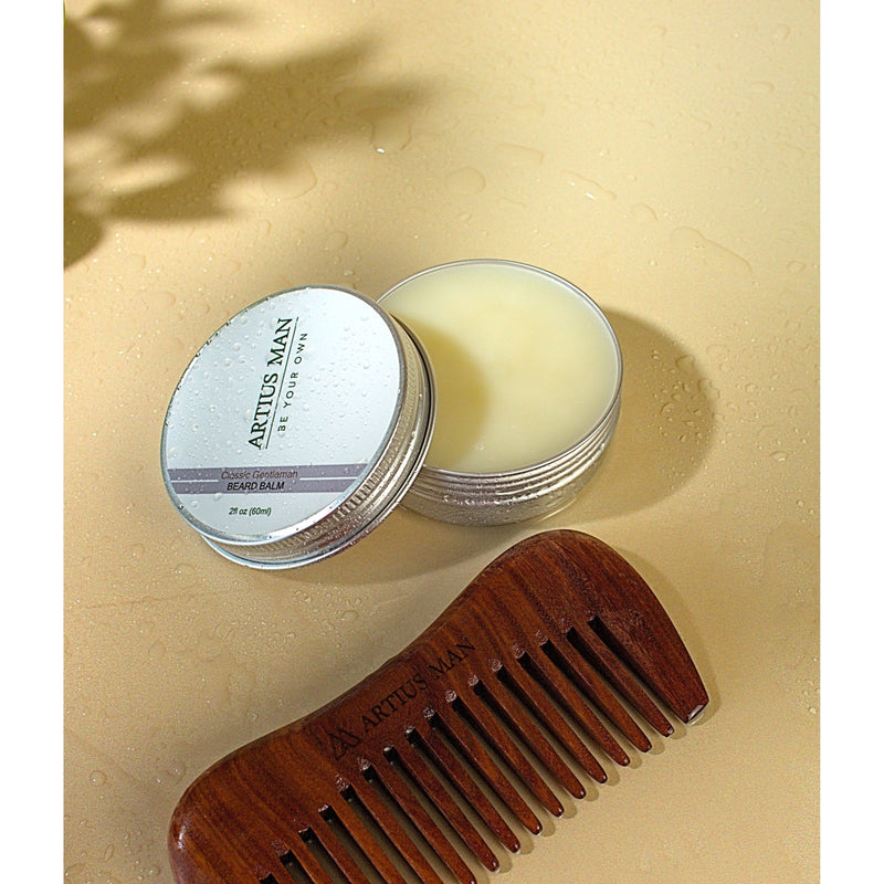 Artius Man Classic Gentleman Sandalwood Beard Balm – Natural Hold and Pure Sandalwood Scent (2 oz) Beard Balm Tan