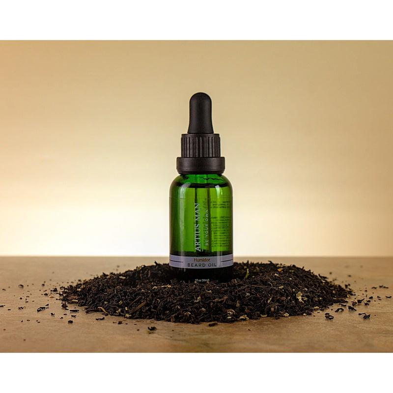 Artius Man Humidor Beard Oil – Cherry, Tobacco, and Oud Beard Conditioning Oil (1 oz) Beard Oil Tan