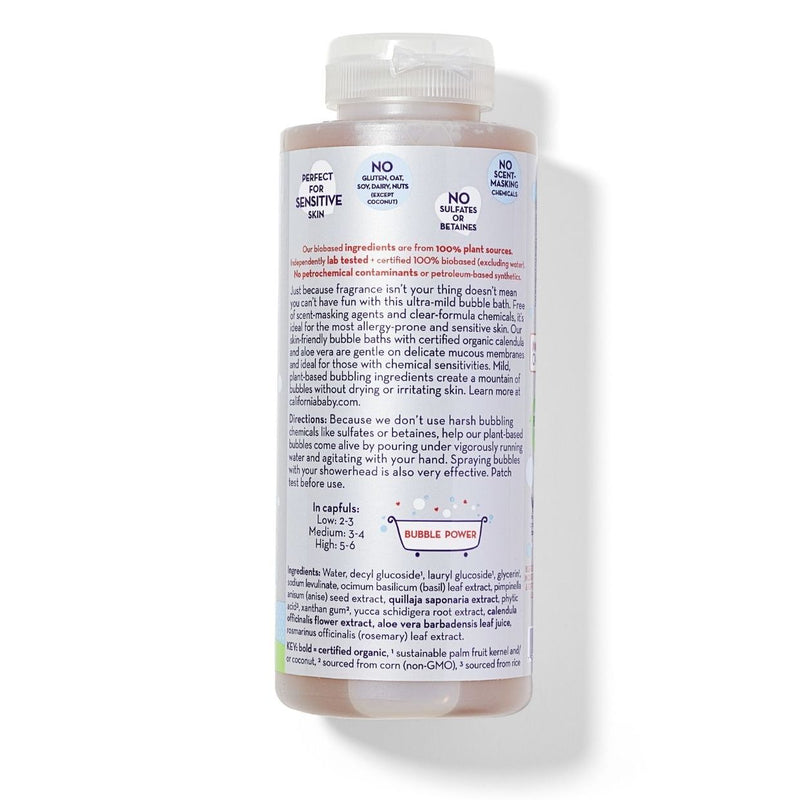 California Baby (No Fragrance) Super Sensitive™ Bubble Bath Bubble Bath Light Gray 13oz/384mL,64oz/half gallon,2oz/59mL