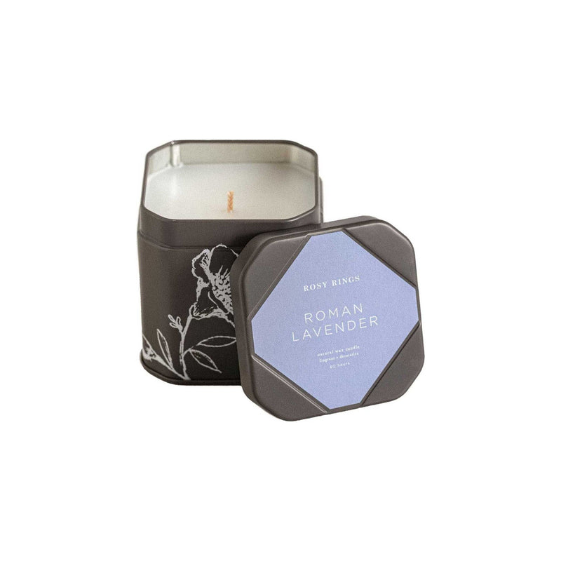 Rosy Rings Accent Tin Candle - Roman Lavender Signature Tin Candle Gray