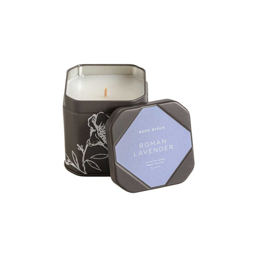 Rosy Rings Accent Tin Candle - Roman Lavender Signature Tin Candle Gray