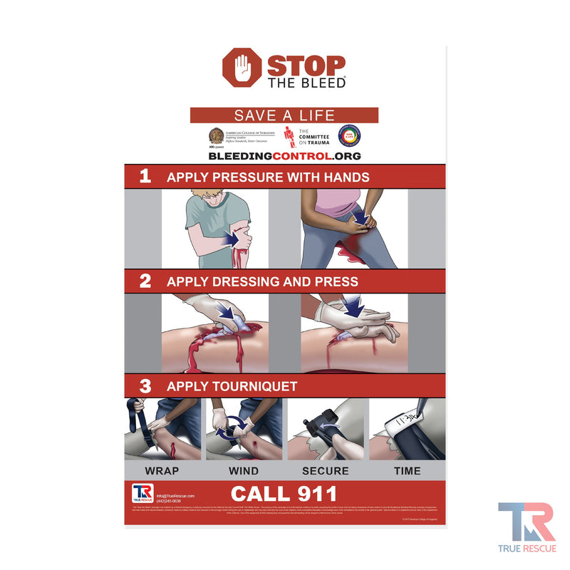 True Rescue STB Training Poster Bleeding Control Gray