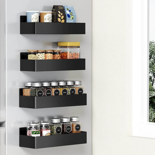 SmartPursue™ Magnetic Spice Rack Set for Refrigerator spice organizer Seashell 4PCS Black