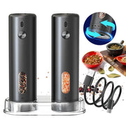 SmartPursue™ Rechargeable Electric Pepper Grinder Spice Grinders White Smoke 1PCS,2PCS With Base